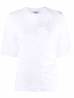 GANNI ruched organic cotton T-shirt
