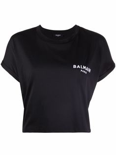 Balmain flocked logo cotton T-shirt