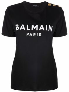 Balmain buttoned logo T-shirt