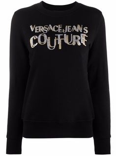 Versace Jeans Couture logo-print glitter-detail sweatshirt