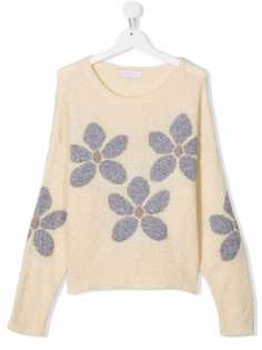 Monnalisa TEEN floral-print knitted jumper