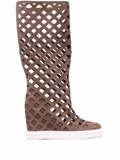 Casadei leather wedge boots