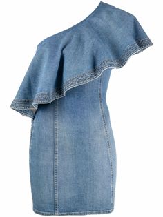 Elisabetta Franchi one-shoulder denim dress