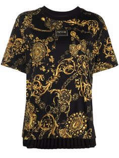 Versace Jeans Couture топ с плиссированной вставкой и принтом Baroque