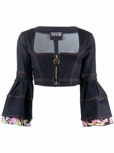Versace Jeans Couture укороченный топ с объемными рукавами