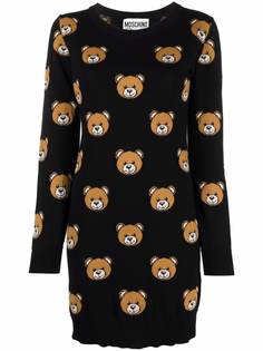 Moschino платье вязки интарсия с узором Teddy Bear