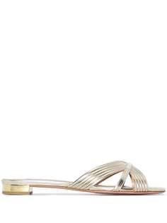 Aquazzura сандалии Sundance с эффектом металлик