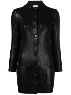 Saint Laurent кардиган в рубчик с эффектом металлик