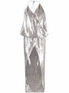 Balmain платье с люрексом и монограммой