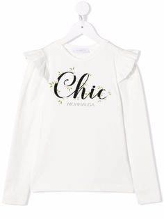 Monnalisa футболка с оборками и надписью