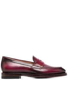 Santoni reflection-effect leather loafers