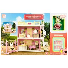 Кукольный домик Koala town FDE8711 "Спальная комната + кухня", двухэтажный, с мебелью, с фигуркой зайчик, 42х27х9 см Play Smart