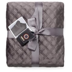 Покрывало DeNASTIA велюр 220x240см, серый, геометрия
