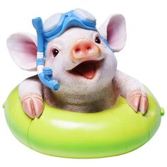 KARE Design Копилка Pig, коллекция "Свинья" 21*16*21, Полирезин, Розовый, Зеленый