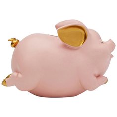 KARE Design Копилка Pig, коллекция "Свинья" 22*14*12, Полирезин, Розовый, Золотой