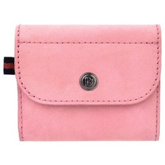 Кошелек BB1 из натурального нубука, на кнопке, цвет розовый