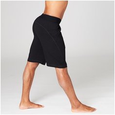 Шорты для мягкой йоги мужские из биохлопка черные, размер: S / W30 L33, цвет: Черный KIMJALY Х Декатлон Decathlon