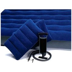 Матрас надувной 152х203х25 см с 2 подушками механический насос (64755) INTEX кемпинговый флок