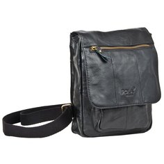 Мужская кожаная сумка 1502ч черный Polar