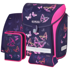 Herlitz Ранец New Midi Plus Rainbow Butterfly с наполнением, фиолетовый