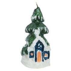 Новогодняя свеча Snowmen "Ёлка с домиком", 12х6 см (Е50498)