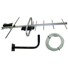 Наружная телевизионная антенна "Т-3355/antenna.ru" ДМВ (DVBT, DVB-T2), направленная активная (с усилителем) цифровая, до 30 км, в комплекте с кабелем 10 метров и кронштейном, алюминиевая, в коробке.