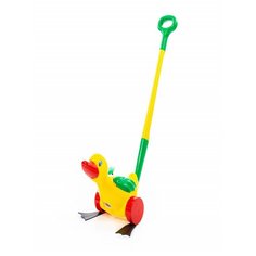 Каталка игрушечная "Уточка" с ручкой, 27 х 17.5 х 65 см Полесье