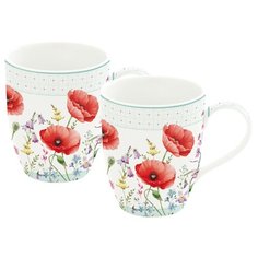 Кружки Easy Life "Красные маки" в подарочной упаковке 2 предмета, фарфор, 0.35 л (EL-R0923_COQU)