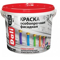 Краска акриловая DALI особопрочная Фасадная влагостойкая моющаяся матовая белый 5 л