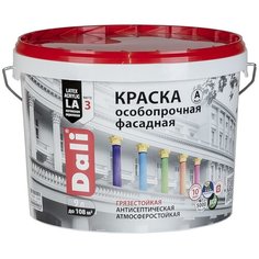 Краска акриловая DALI особопрочная Фасадная влагостойкая моющаяся матовая белый 9 л