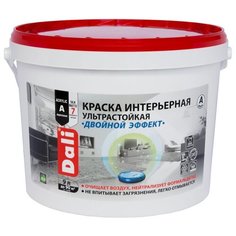 Краска акриловая DALI интерьерная ультрастойкая Двойной эффект моющаяся полуматовая белый 9 л