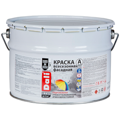 Краска акриловая DALI Фасадная всесезонная влагостойкая моющаяся матовая белый 9 л