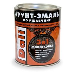 ГРУНТ- ЭМАЛЬ ПО РЖАВЧИНЕ "DALI" 3 В 1 МОЛОТКОВАЯ ЧЕРНАЯ 10 Л (1) "РОГНЕДА"
