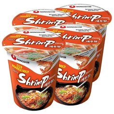 Лапша быстрого приготовления креветочная Nongshim, стакан 67 г х 4 шт