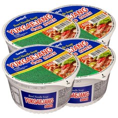 Лапша быстрого приготовления Юкедзянг острая со вкусом говядины Samyang, чашка 86 г х 4 шт
