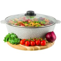 Жаровня-сотейник 5,5 л 32 см Elan Gallery Гармония вкуса Серый агат с крышкой D32