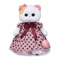 Мягкая игрушка Basik&Co Кошечка Ли-Ли в розовом платье в горох 27 см