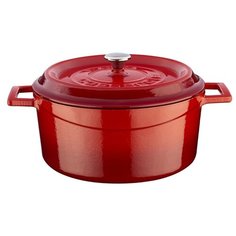 Чугунная кастрюля с крышкой LAVA LV Y TC 24 K2 R 4,49 л, красная