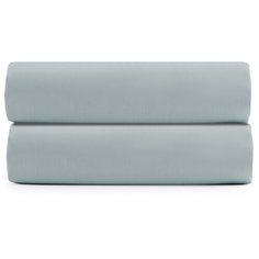 Простыня на резинке из сатина голубого цвета из коллекции Essential, 160х200 см Tkano