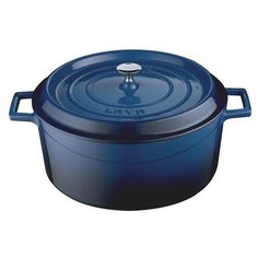 Чугунная кастрюля с крышкой LAVA LV Y TC 24 K2 B 4,49 л, синяя