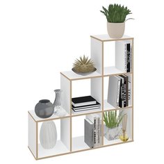 Стеллаж Polini Home Smart Каскадный 6 секций, белый, эффект фанеры