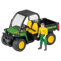 Грузовик Bruder John Deere Gator XUV 855D c фигуркой водителя (02-490) 1:16, зеленый/черный/желтый