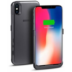 Чехол-аккумулятор INTERSTEP Metal battery case для iPhone X space gray