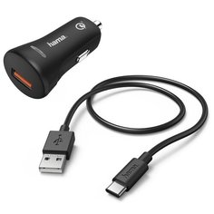 Комплект зар./устр. Hama H-183231 3A (QC) универсальное кабель USB Type C черный (00183231)