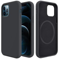 Чехол накладка Liquid Silicone Pro с поддержкой Magsafe для Apple iPhone 12, iPhone 12 Pro, айфон 12, черный Deppa
