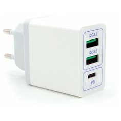 Сетевое зарядное устройство для быстрой зарядки с тремя портами - 2 x USB A, 1 x USB-C, Power Delivery, QC 3.0, 3.5 А, 30 Вт Ks Is