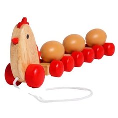 Каталка на верёвочке «Курочка с яичками» 7.5×38×12.5 см Сима ленд
