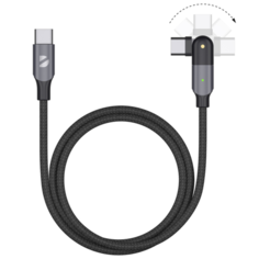 Кабель USB-C - USB-C, поворотный коннектор, 3А, 1,2 м, алюминий, нейлоновая оплётка, 60 Вт Deppa