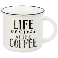 Кружка 400 мл 12*9,5*8,5 см "LIFE BEGINS AFTER COFFEE" NEW BONE CHINA Elan Gallery