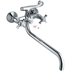 Cron Смеситель для ванны с длинным (30 см) поворотным изливом и душевой лейкой, хромированный, CN2624